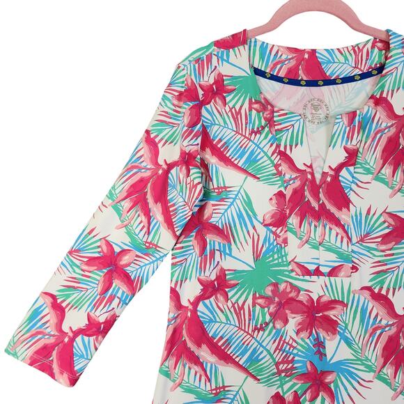 Banana Boat Womens UPF 50+ Sundress Size Medium Tropical Active Beach Split Neck - Picture 2 of 10